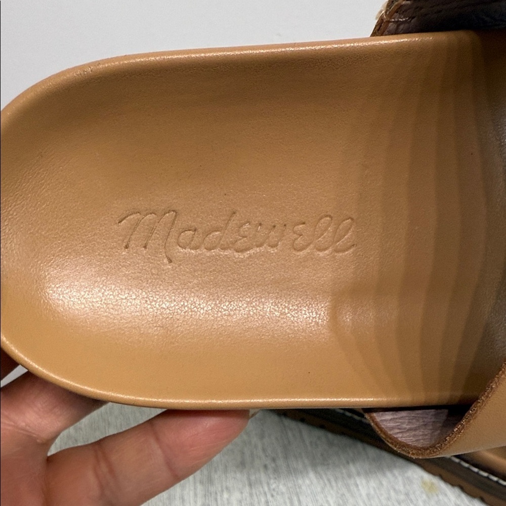 Madewell Size 6 The Charley Double-Strap Slide Camel Leather Sandals - Picture 2 of 11